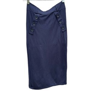 Carmen Marc Valvo size 4 midnight blue midi body hugging skirt